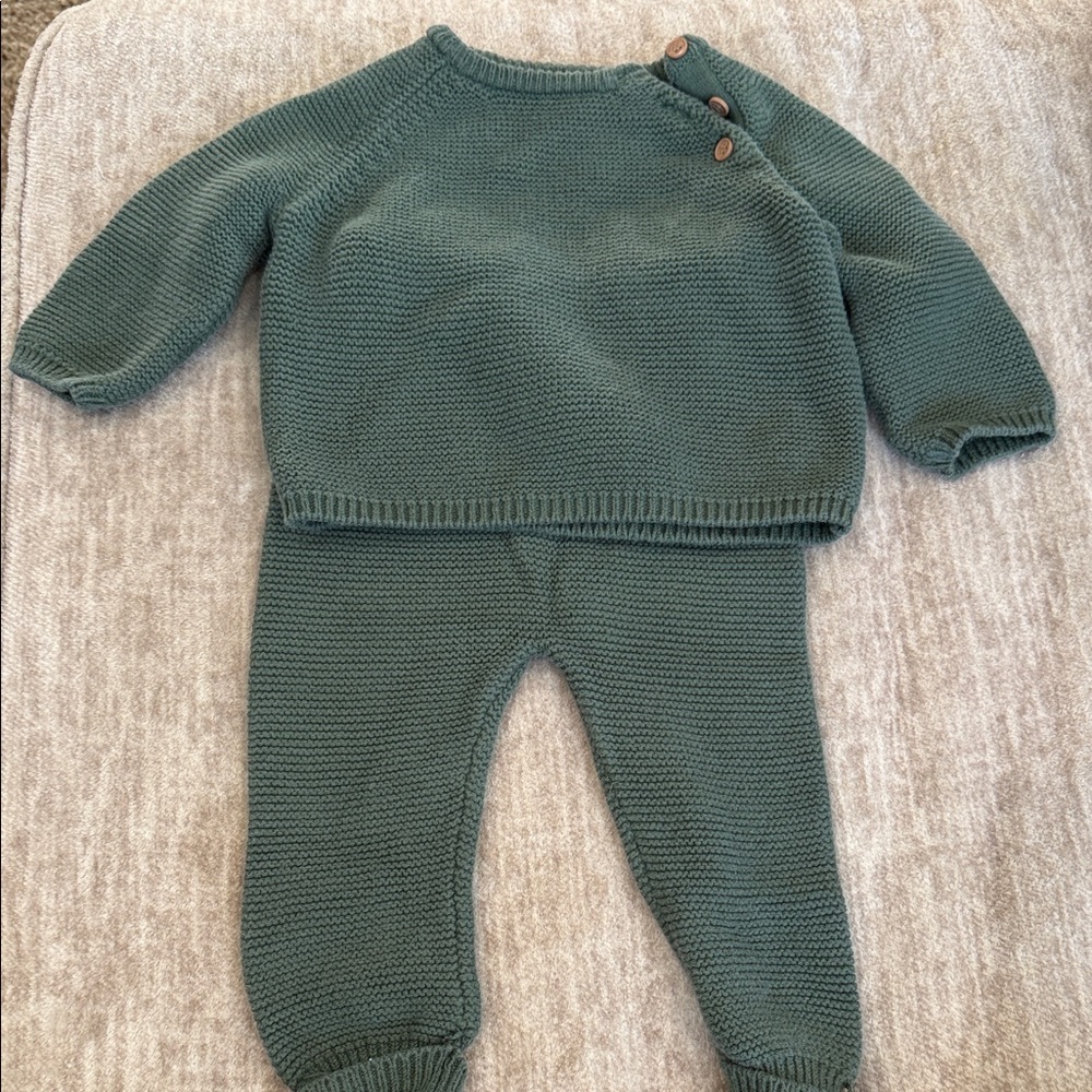 Kids Green Knit Matching Set
